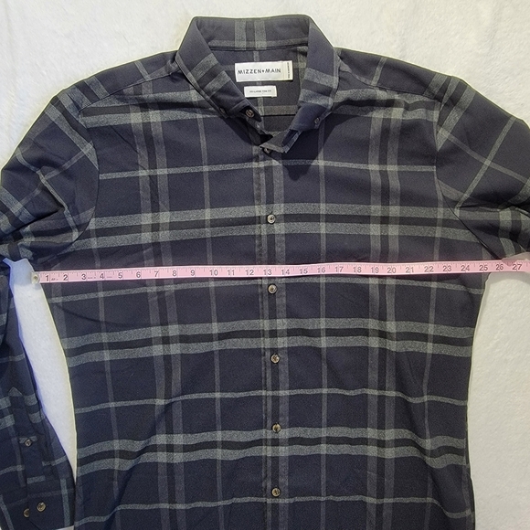 Mizzen + Main Gray Plaid Long Sleeve Button Down No Iron XXL Trim Fit - Picture 9 of 10